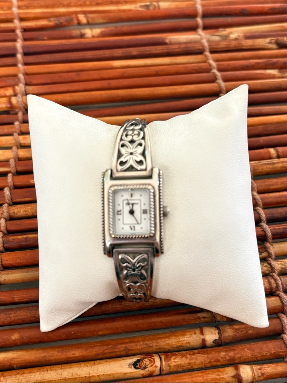 Brighton Silver Floral Watch with White Dial Needs Battery